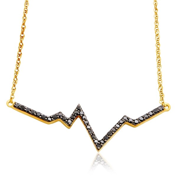 Brand New 1.22 Carat Round Brilliant Cut Black Diamond Wave Style Necklace