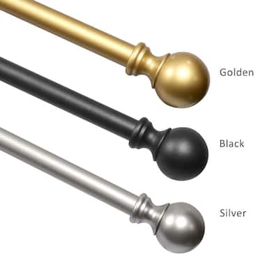 Lordear Adjustable Window Curtain Rod with Ball End Cap Finials - Silver/Gold/Black