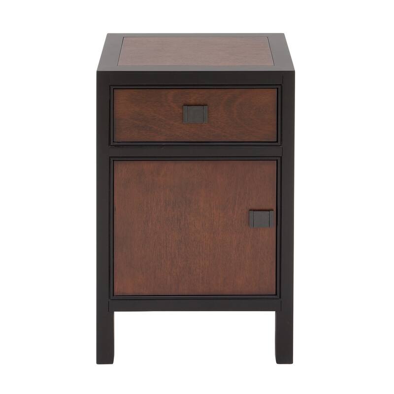 Dark Brown Wooden 1 Drawer 1 Shelf and 1 Door Cabinet