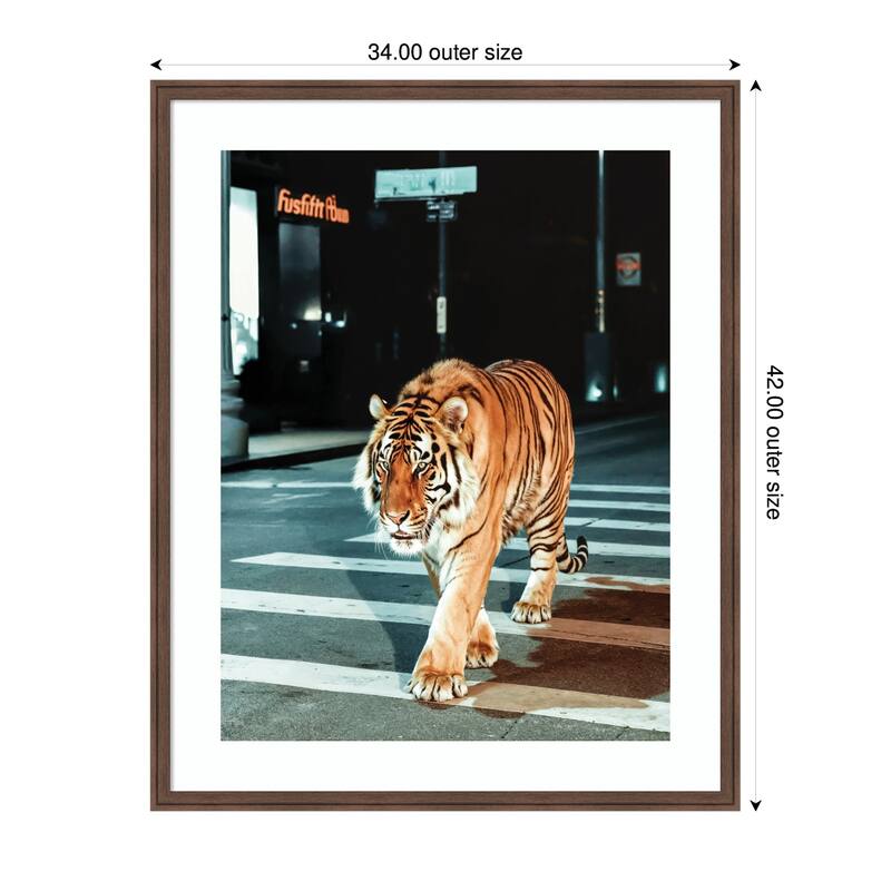 Kate and Laurel Framed Art Tiger in the City at Night 2 by Michael Schauer