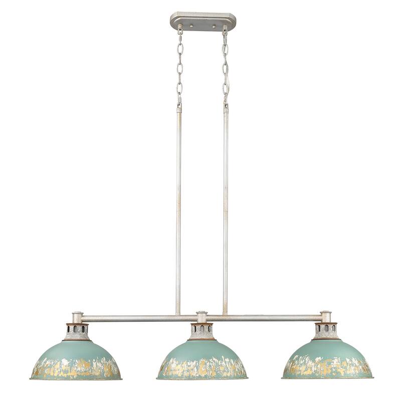 Golden Lighting 0865-3LP-TEAL Kinsley 3 Light Linear Pendant with Hand