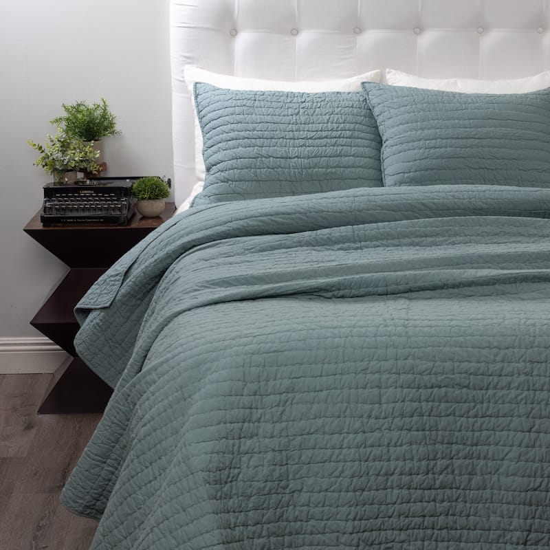 Brighton. Cotton, Mineral, Quilt - Mineral - Twin