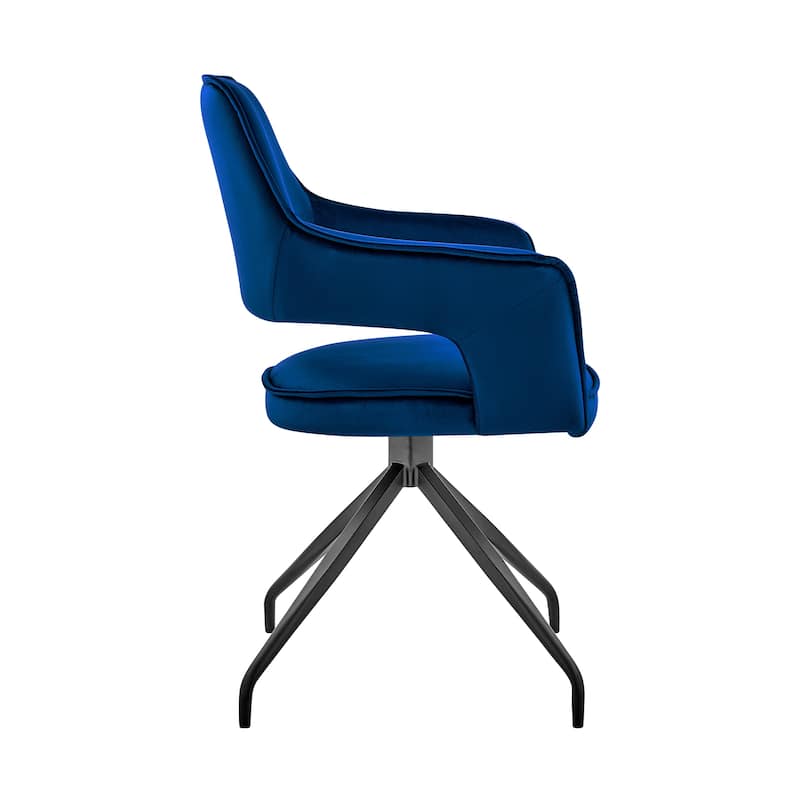 Hadley Velvet Upholstered Arm Chair Dining Chair with Metal Base