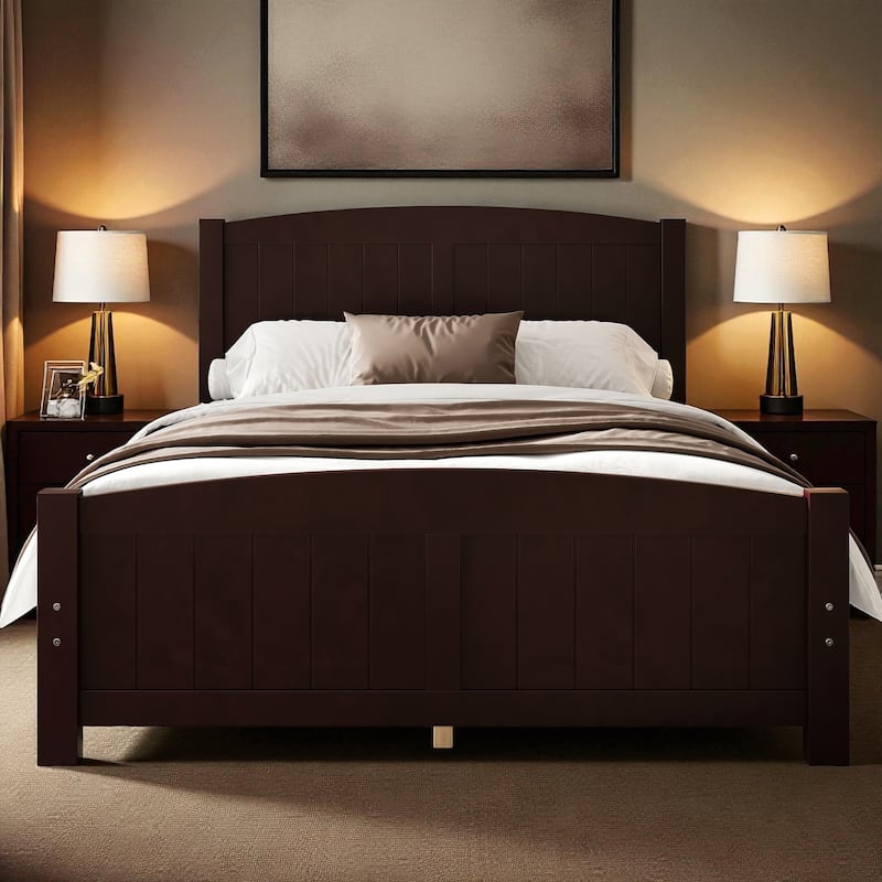 Solid Wood Platform Bed Frame with Support Slats, Strong Structure, No Box Spring Needed Modern Bedroom Furniture