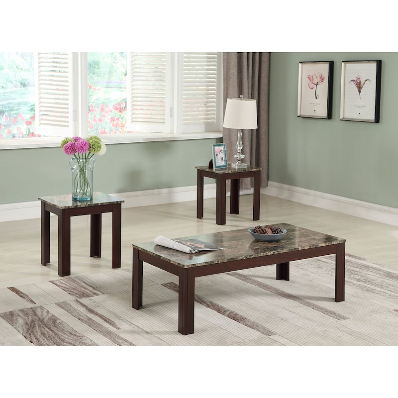 Rhodes 3-piece Faux Marble Top Coffee Table Set