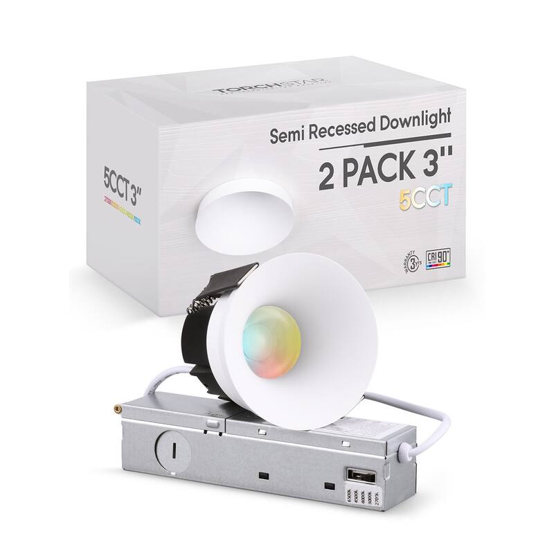 LED 5CCT 3-inch Recessed Lights, Deep Anti-glare, Narrow Frame - 4pack