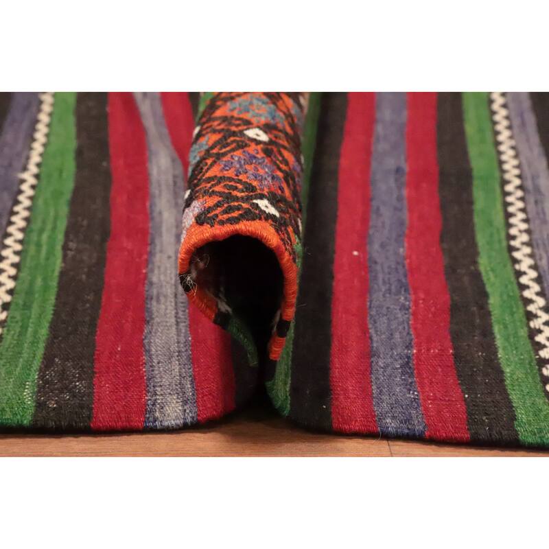 Hand Woven Oriental 100% Wool Carpet Southwestern Tribal Multi-Colored Kilim Area Rug - 10' 0'' X 5' 3''