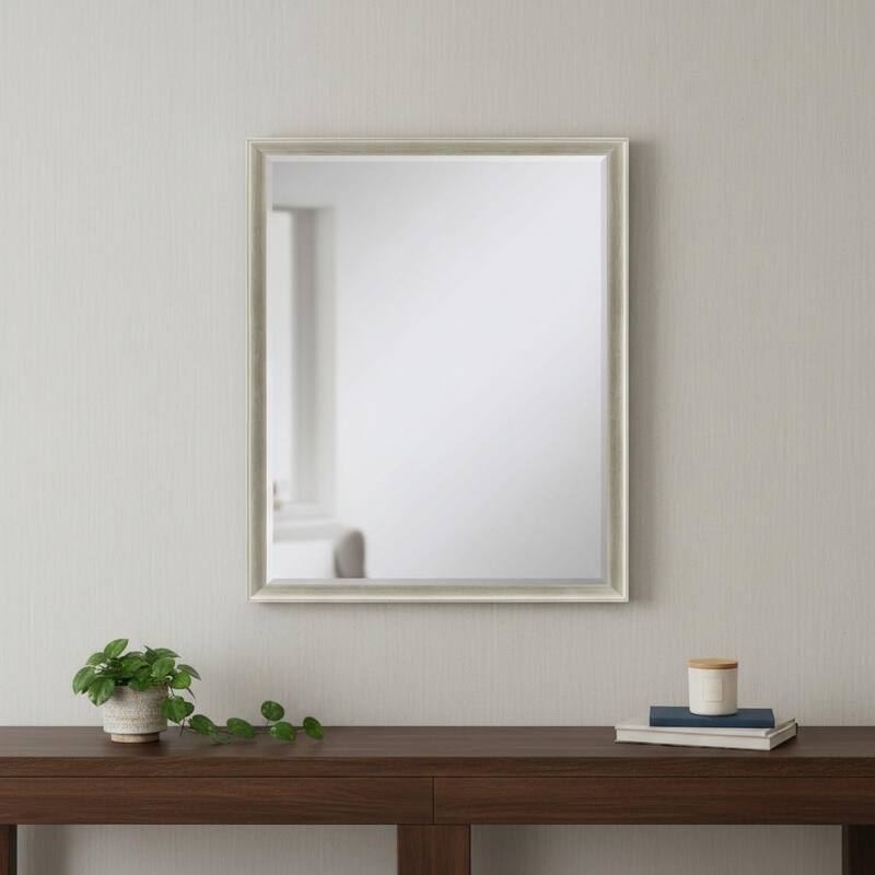 HomeRoots 32" Silver Wood Accent Mirror - 26.00 in. x 32.00 in. x 3.00 in. - 26.00 in. x 32.00 in.  x 3.00 in.