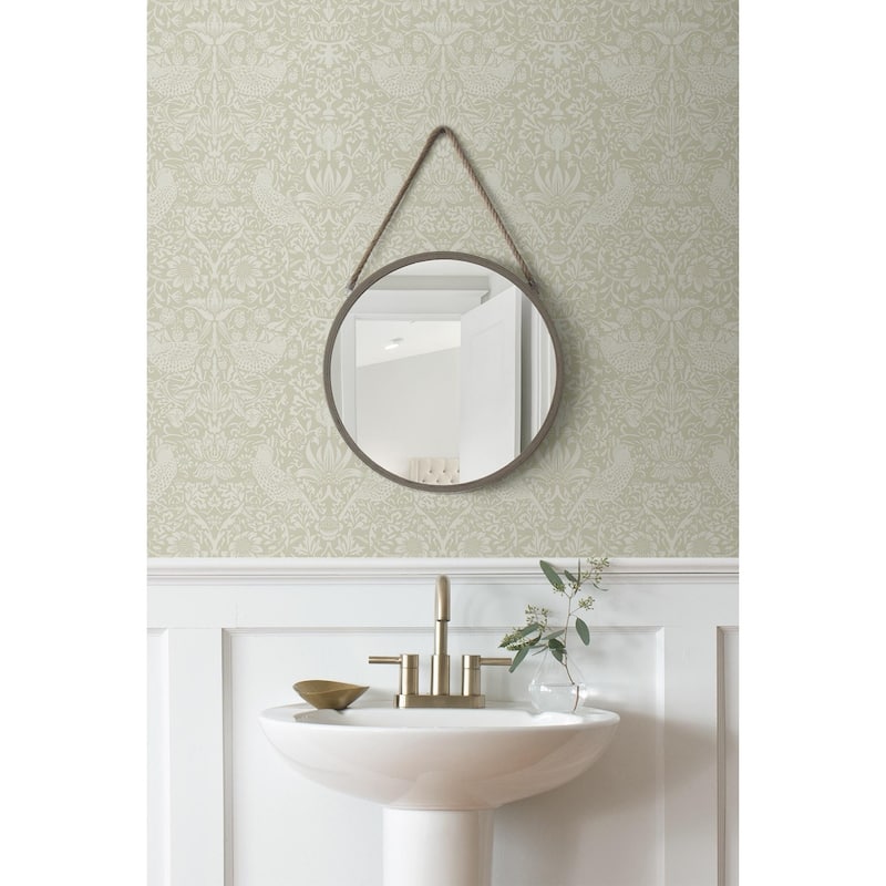 NextWall Tonal Bird Garden Peel and Stick Wallpaper