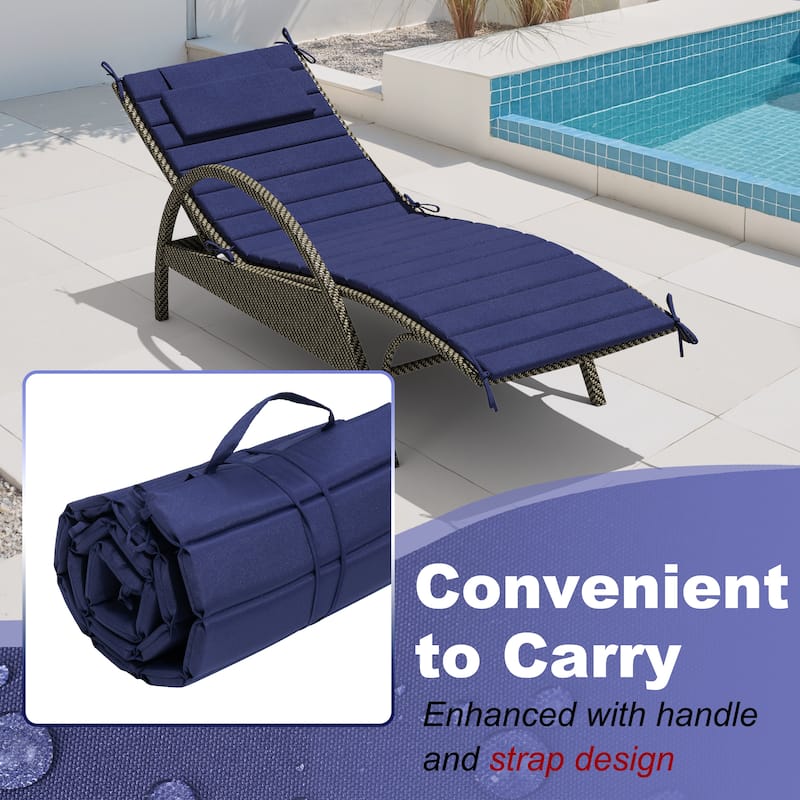 Outdoor Patio Chaise Lounge Cushions Pad with Straps