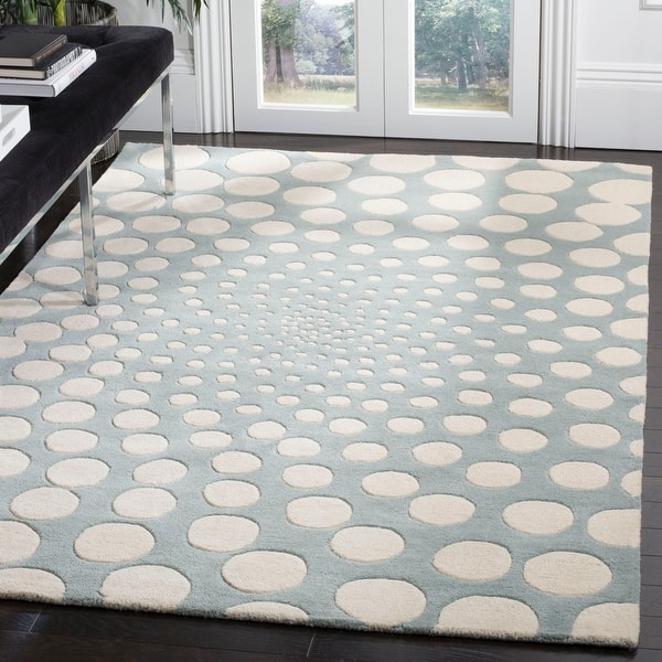 slide 2 of 85, SAFAVIEH Soho Handmade Abstract Dots N.Z. Wool Area Rug 5' x 8' - Blue/Ivory