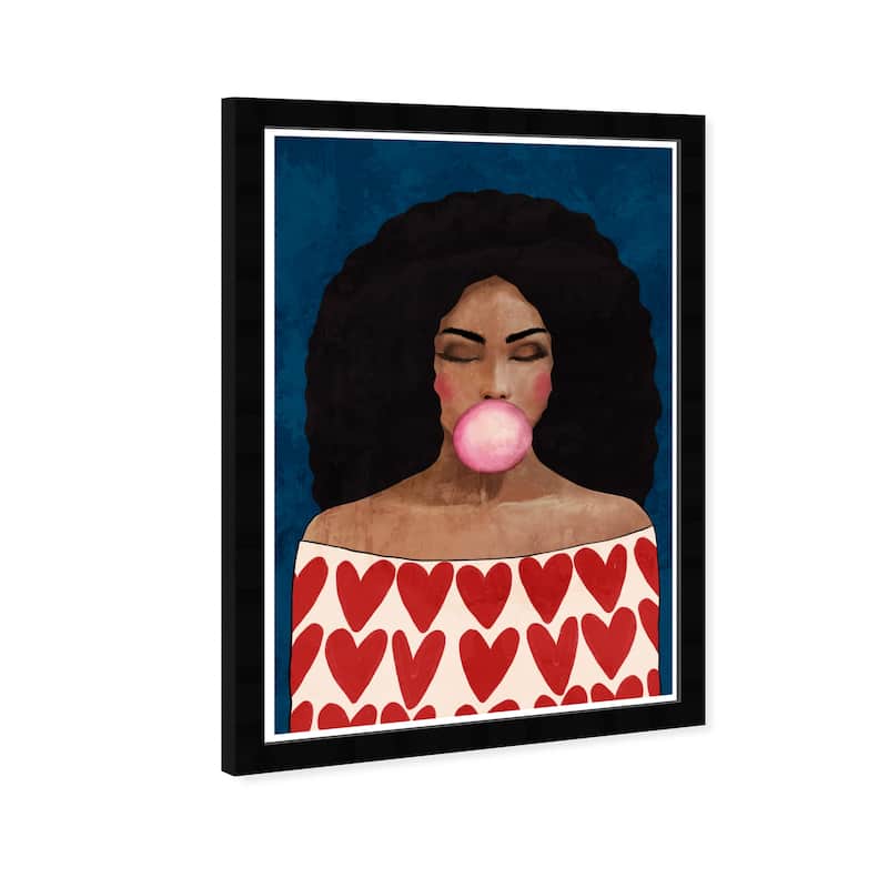 Wynwood Studio Prints Fashion and Glam I love bubblegum Red and Dark Blue Modern & Contemporary Wall Art Canvas Print