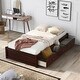 preview thumbnail 1 of 21, Merax Twin Platform Storage Bed with 3 Drawers Brown Cherry