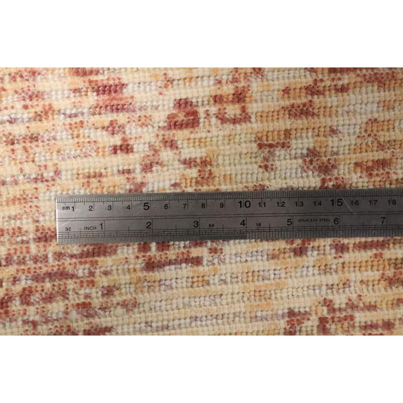 Hand Knotted Oriental Viscose Silk Carpet Modern Abstract Oranges & Rust Abstract Area Rug - 4' 0'' X 2' 0''