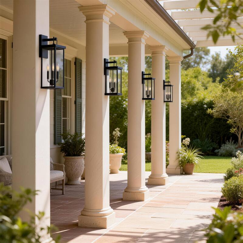 4 Pack Clear Glass Outdoor Lighting Wall Sconce