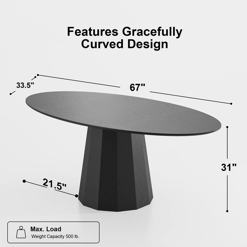 Dovelina 67" 3 Color Options Oval Dining Table for 6 People - 67"x33.5"x31"