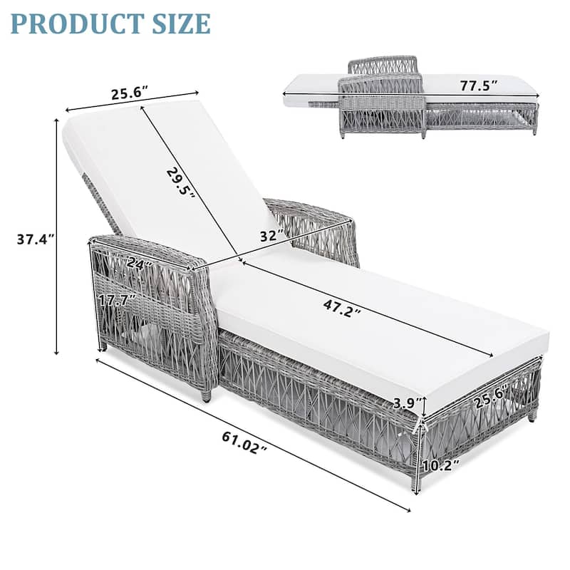 Outdoor Wicker Chaise Lounge Chair