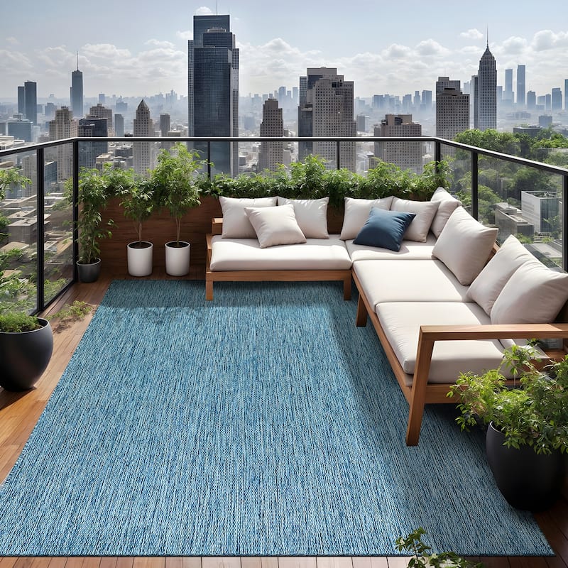 Aloha Washable Solid Indoor Outdoor Area Rug Patio Deck Living Room