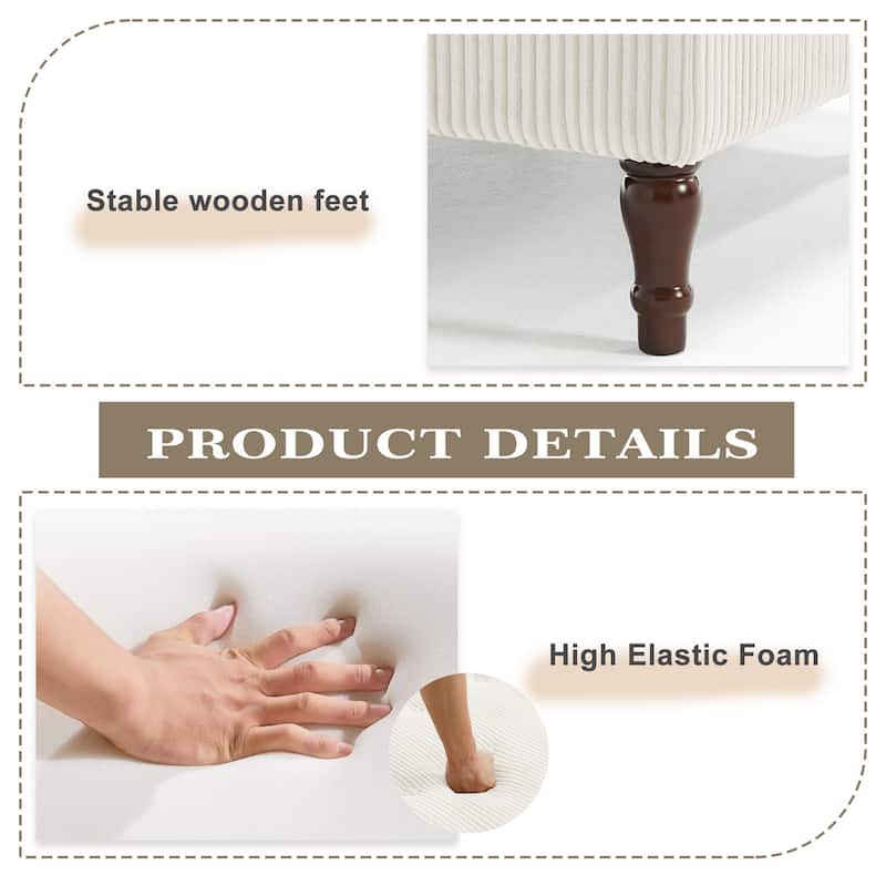 Modular Corduroy Tufted Storage Ottoman with Reversible Tabletop