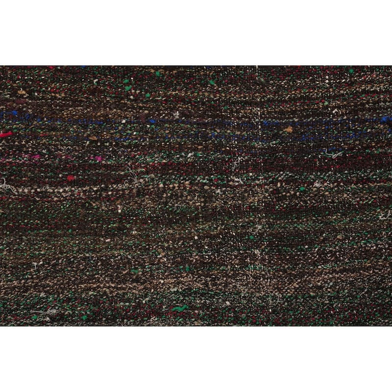 Hand Woven Oriental 100% Wool Carpet Modern Tribal Multi-Colored Kilim Runner Rug - 11' 2'' X 2' 8''
