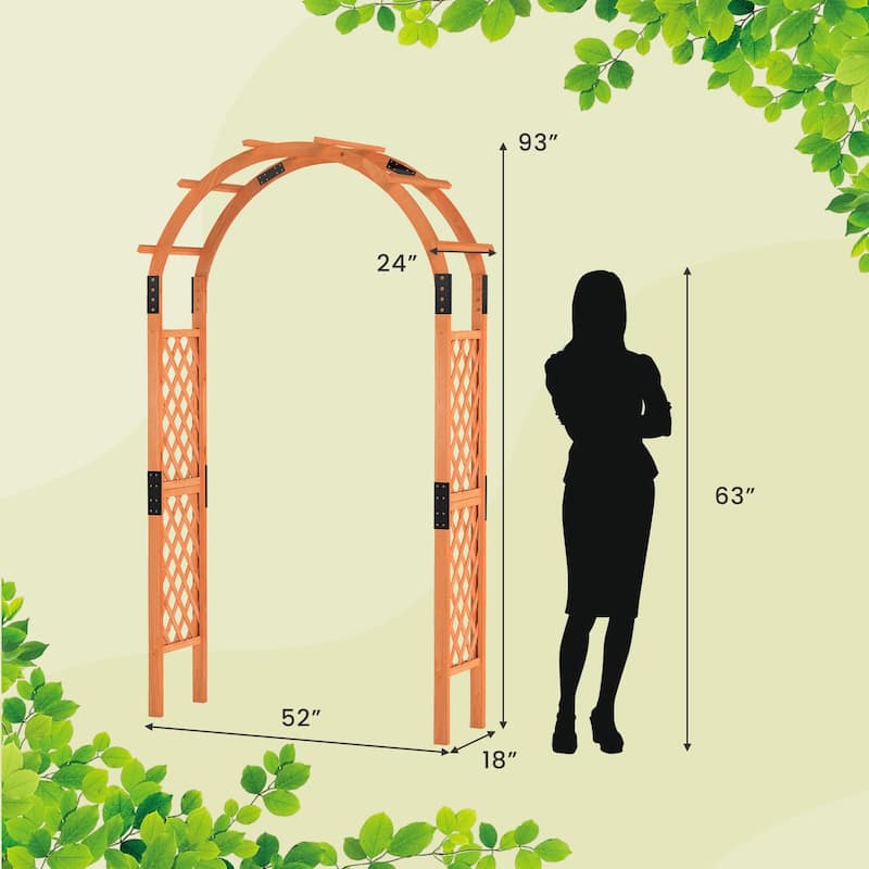 Gymax 7.7 FT Garden Arch Wooden Arbor Outdoor Wood Trellis for