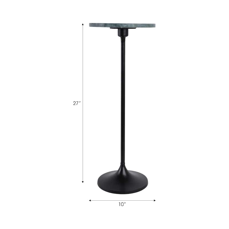 Metal Base Marble Top Modern Glam Accent Table Round Silhouette - 10" x 10" x 27"