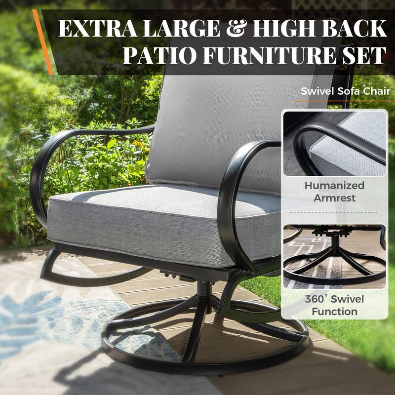 MAISON ARTS Patio Furniture Set 4/6-Piece Outdoor Conversation Set with Gas Fire Pit Table