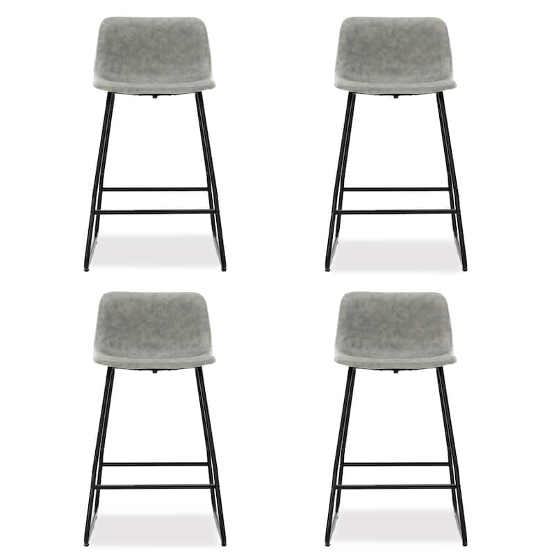 LUE BONA Modern Faux Leather Metal Frame Counter Height Bar Stools (Set of 4)