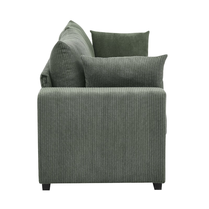 Coastal Style Corduroy Sofa - 31" D x 79" W x 34" H