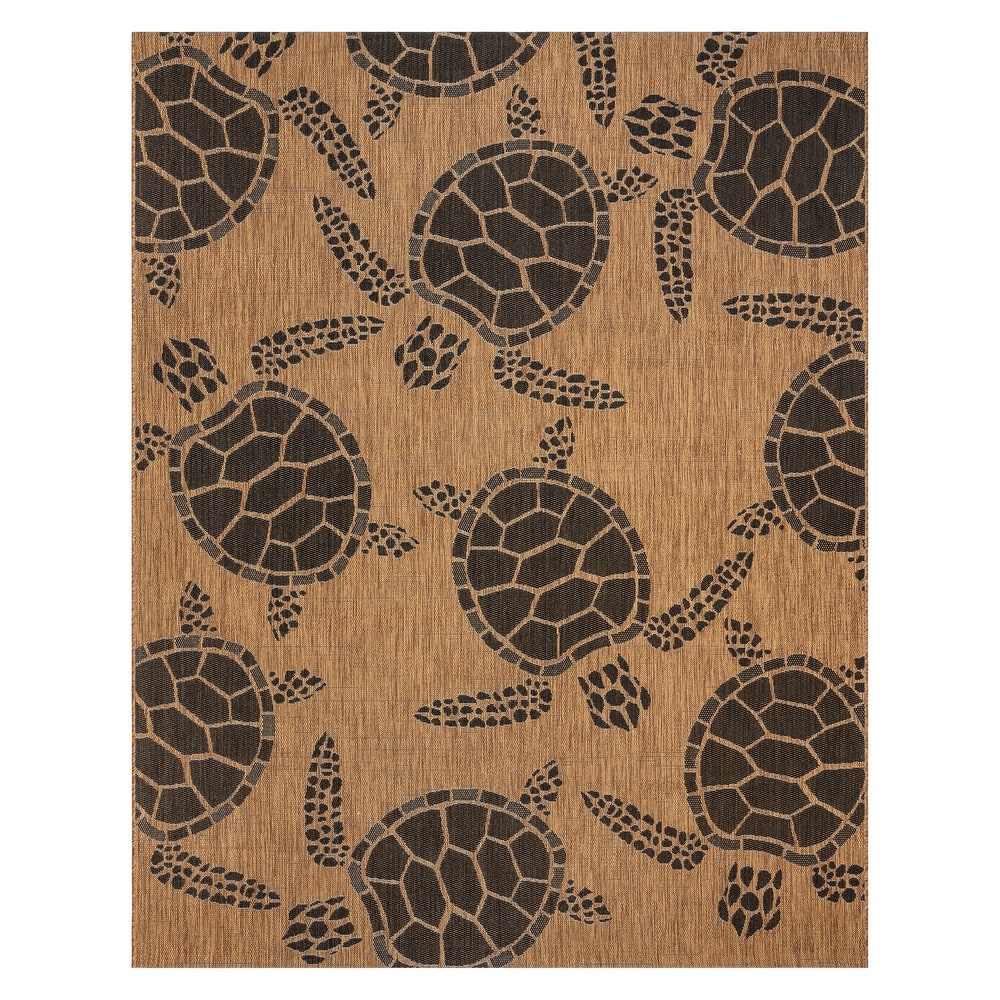 Gertmenian Paseo Tortue Tropical Sea Turtle Polypropylene Flatweave Indoor/ Outdoor Area Rug