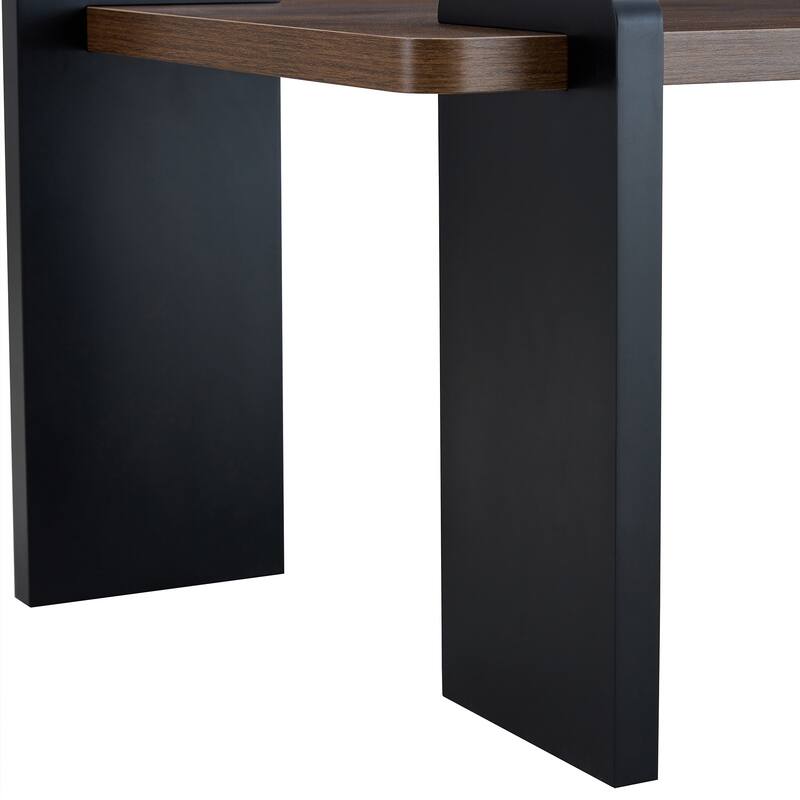 39.3" MDF Modern Coffee Table with Dark Wood Grain and Minimalist Design