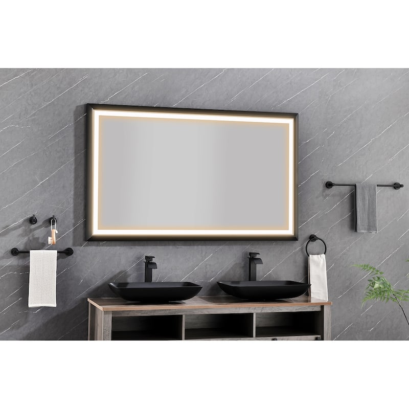 LED Mirror Anti-Fog Dimmable Oversized Rectangular Bathroom Vanity Mirror Wall Mirror 60in. W x 36in. H - 36"H x 60"W