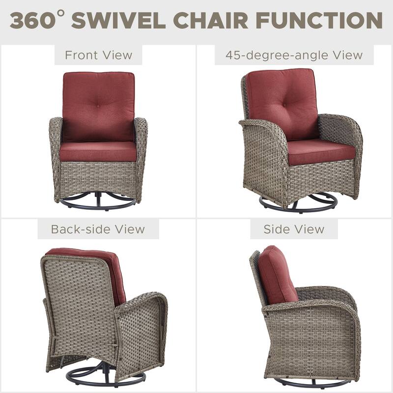 Outdoor Swivel Gliders Chair with Tempered Glass Side Table