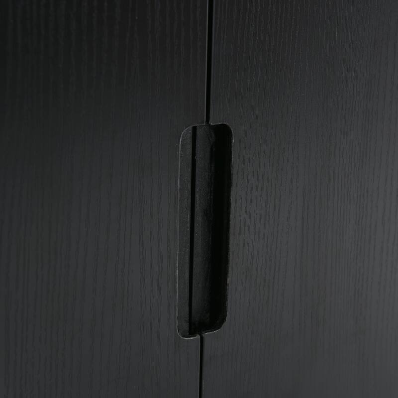 Elegant Bathroom Vanity Set Freestanding Black Cabinet with Resin Sink, Without Handles Soft-Close Doors and Solid Wood Frame
