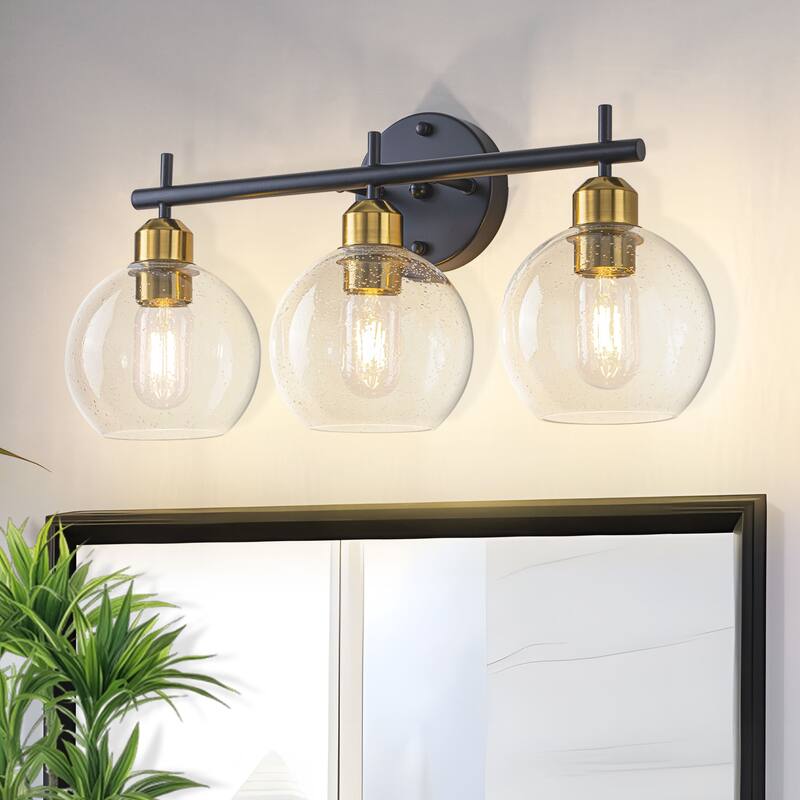 Starsky Modern 3-Light Dimmable Vanity Light with Seeded Glass Globes
