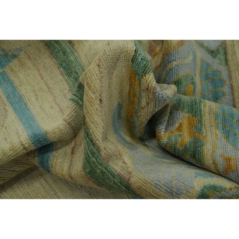 Vegetable Dye Wool Oushak Turkish Large Rug, Geometric Carpet - 14' 1'' X 10' 3''