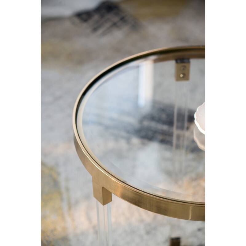 Round Accent End Tables with Glass Top - 24.25" - Set of 2