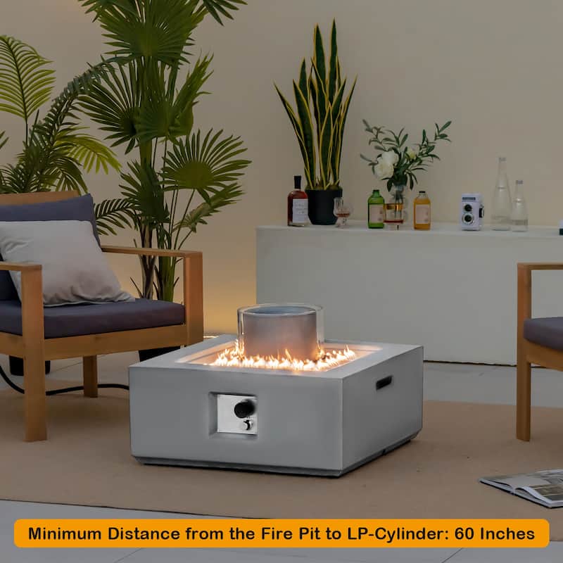28'' Patio Fountain Fire Pit Table 50,000 BTU Propane Fire Pit