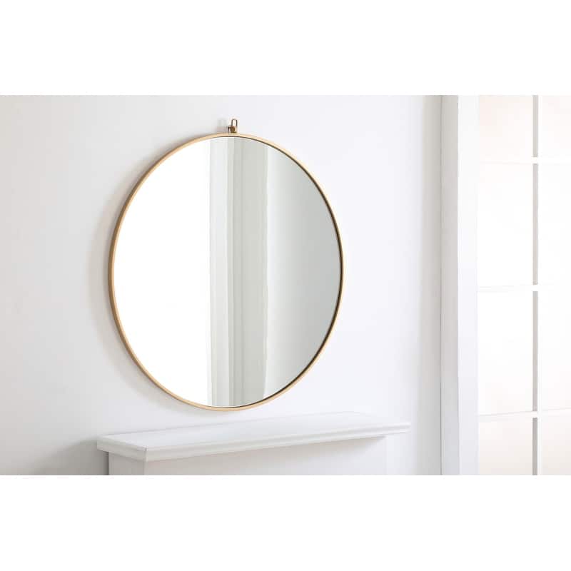 Strick & Bolton Patti Metal 36-inch Round Mirror with Decorative Hook