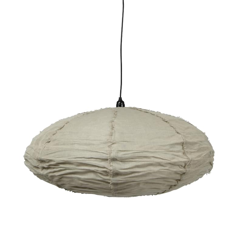 Linen and Cotton Pendant Lamp with Frayed Edges - 32.0"L x 32.0"W x 16.5"H