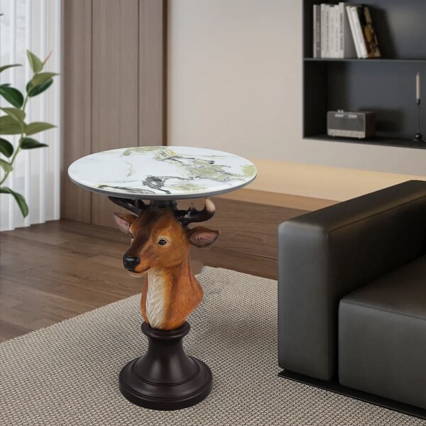 Deer Head Accent Table Animal Statue End Tables Livingroom - Bed