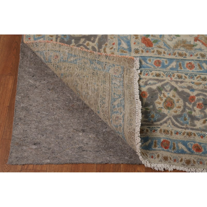 Traditional Gray Tabriz Persian Area Rug Hand-Knotted Wool Carpet - 7'11"x 11'5"