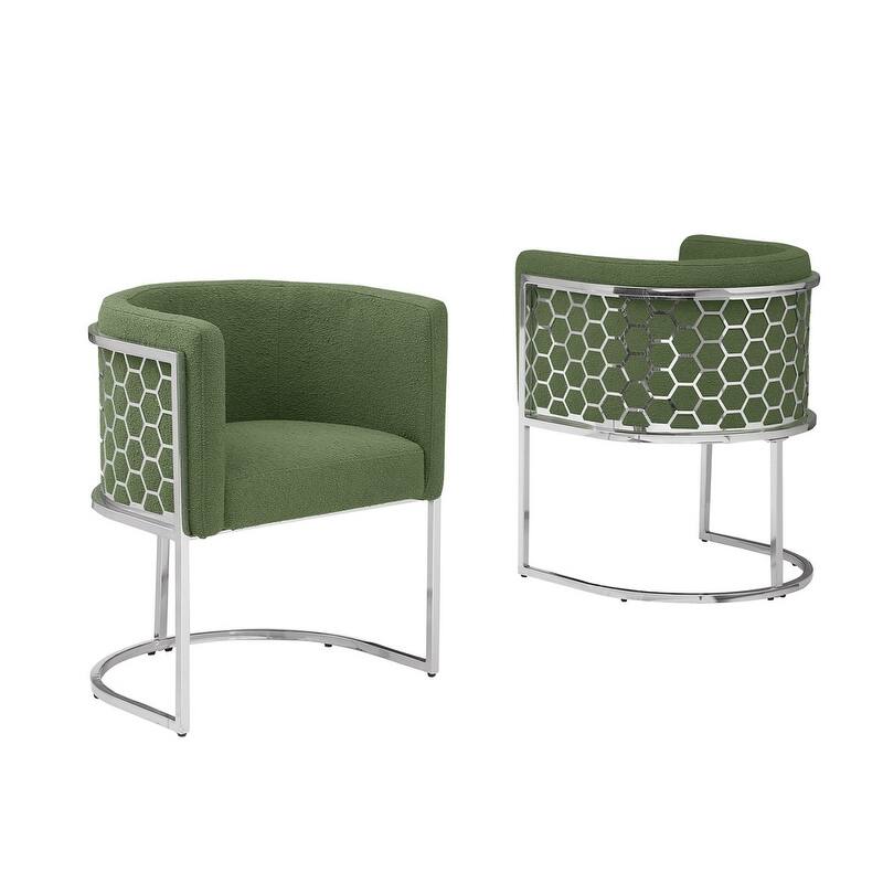 Best Quality Furniture 19" Teddy Fabric Chrome Iron Frame Set of 2.