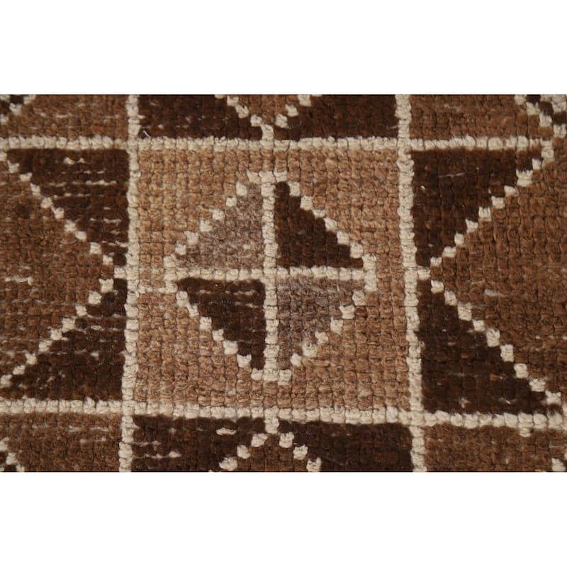 Natural Dye Handmade Kurdish Turkish Runner Rug Beige Wool Carpet - 3'4"x 11'9"