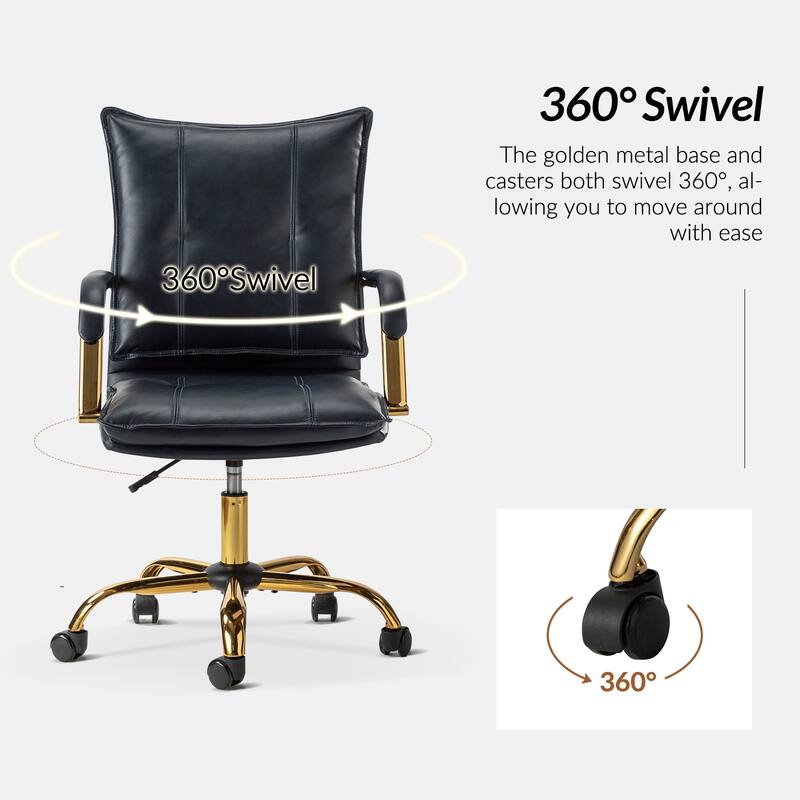 Zarina Modern Faux Leather Swivel Office Desk Chair with Height-adjustable by HULALA HOME