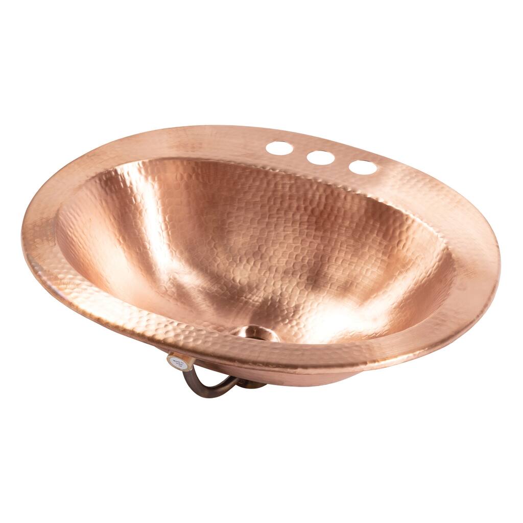Sinkology Seville 20" Drop-In Bathroom Sink in Naked Copper