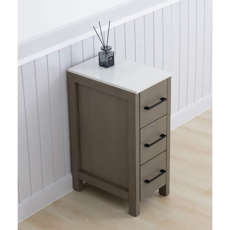 Vanity Art 12" Narrow Bathroom Side Storage Cabinet with Engineered Marble Top - 11.8 W x 18.5 D x 29.1 H