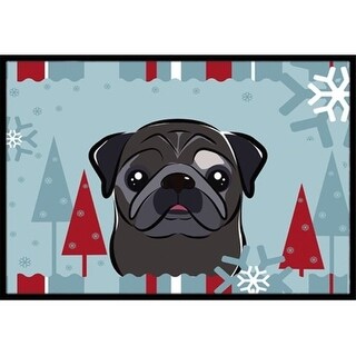 Carolines Treasures BB1759MAT Winter Holiday Black Pug Indoor & Outdoor Mat 18 x 27 in.