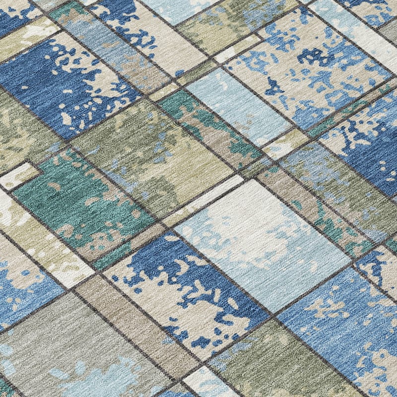 Machine Washable Indoor/ Outdoor Patchwork Chantille Rug