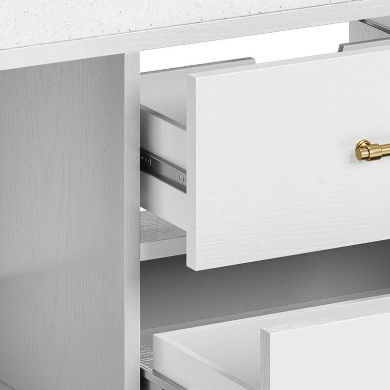 Moasis 40"/48" Wide Floating Wall Mounted Bathroom Vanity with 2 Drawers & 2 Storage Cabinet